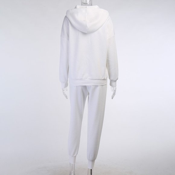 Jogger suit : White Pullover Hoodie & Sweatpants - Picture 5 of 13